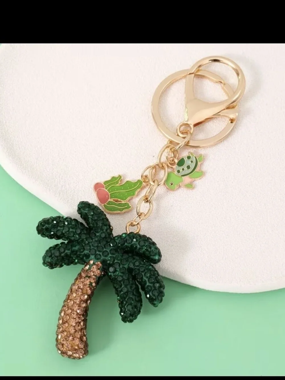 Rhinestone Palm Tree Bag Charm/ Keychain NEW